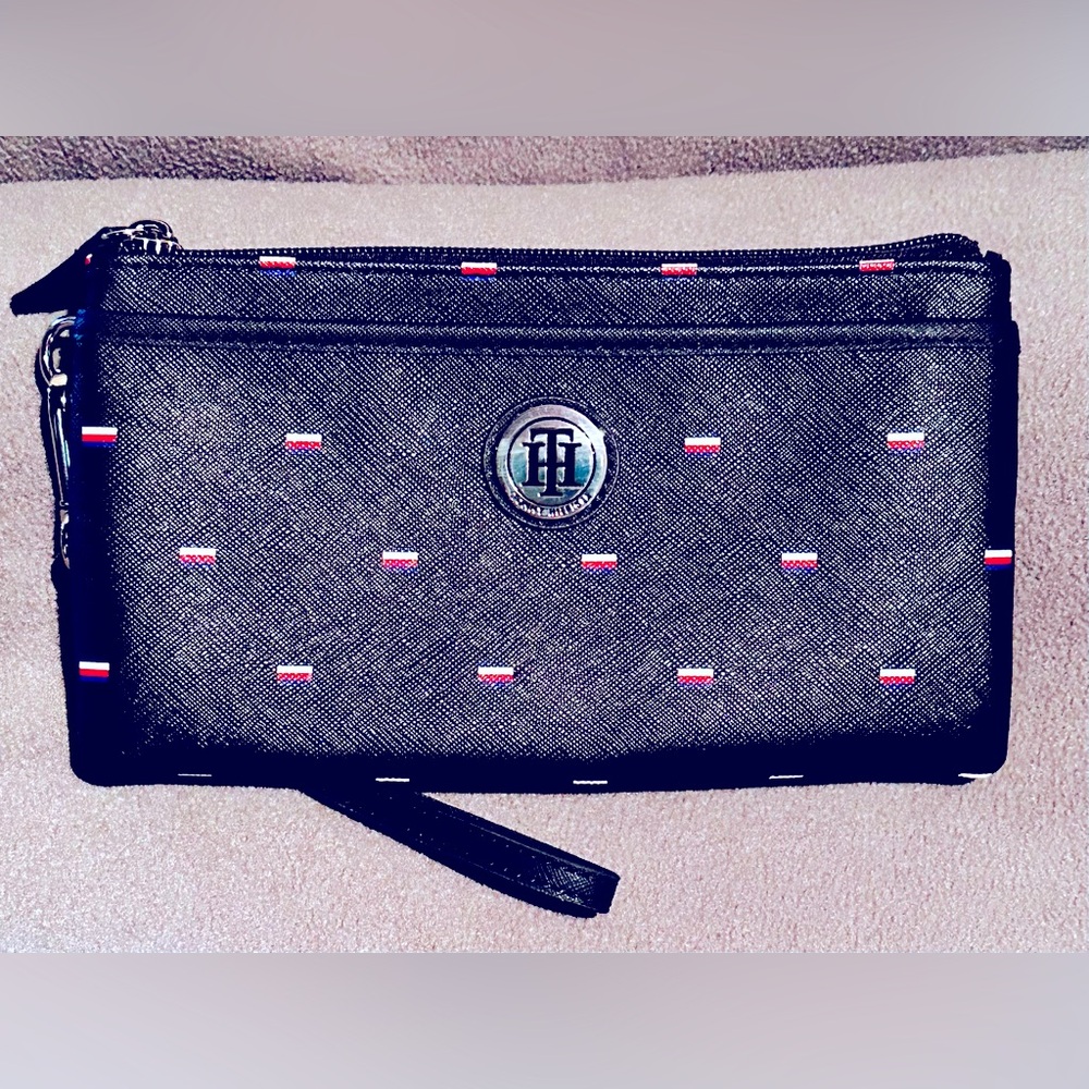 Women's Tommy Hilfiger Logo Dual Zip Wristlet Wallet, Size OS - Navy